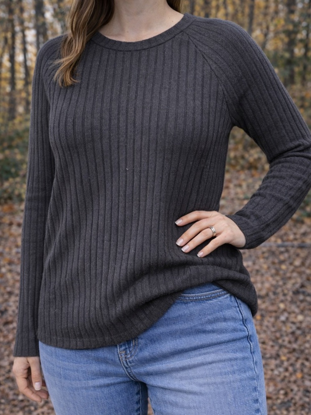 Automot Ribbed Crewneck Sweater - Black - Women